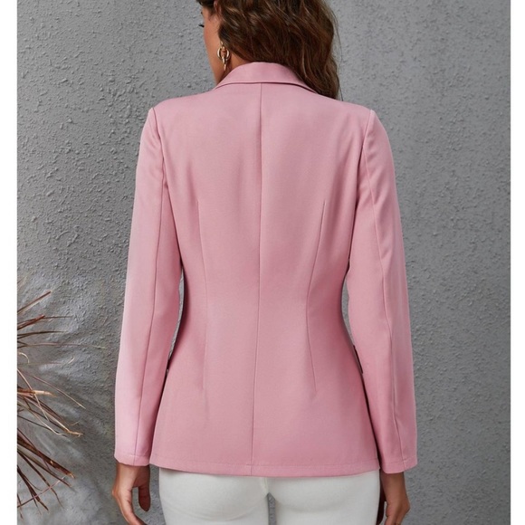 Lapel Collar Double Breasted Gold Button Blazer - Picture 9 of 13